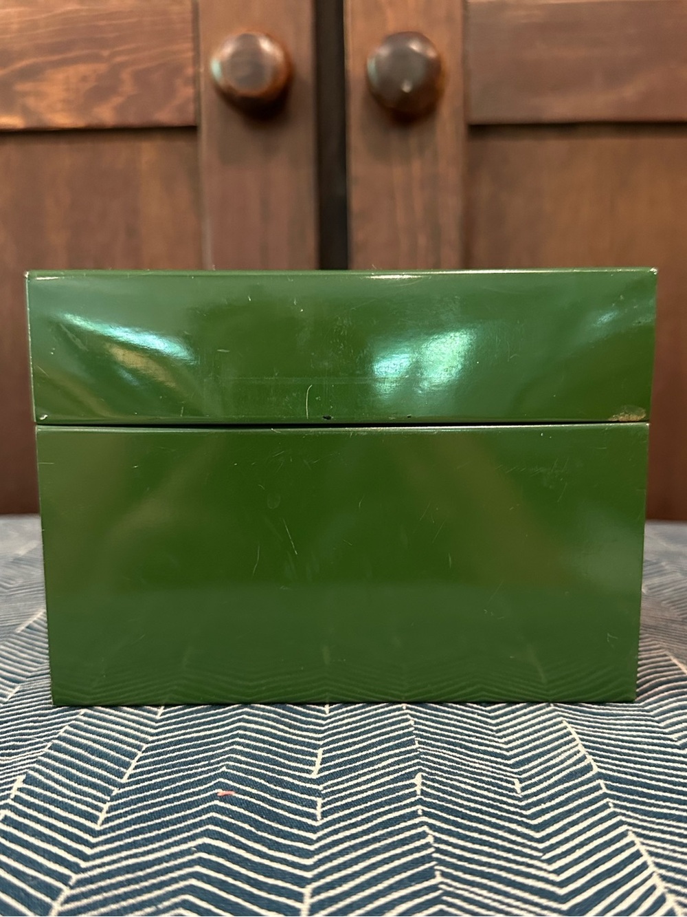 Vintage metal address box • recipe box • includes every card